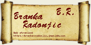 Branka Radonjić vizit kartica